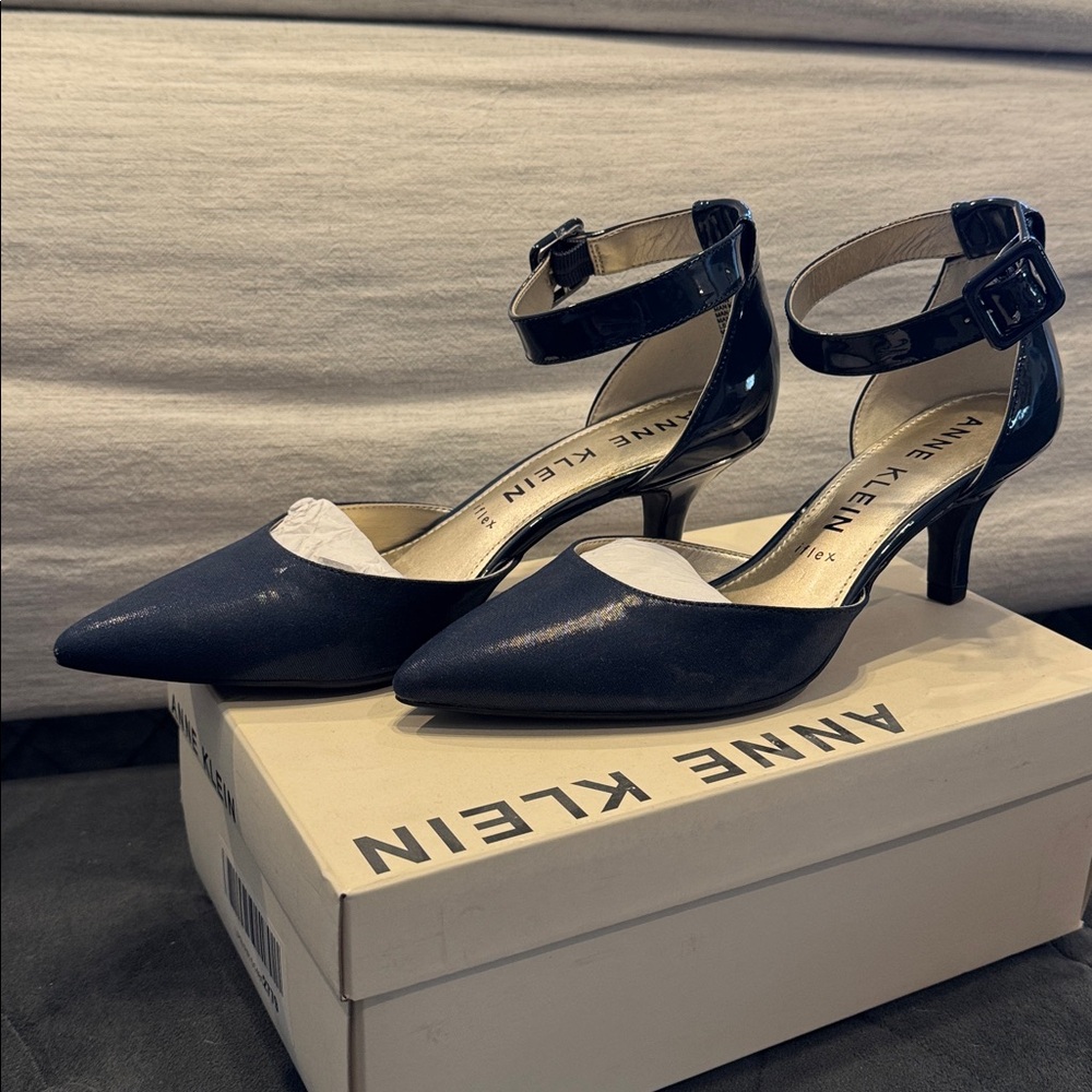 Anne Klein Fabulist Navy Ankle Strap Heels
